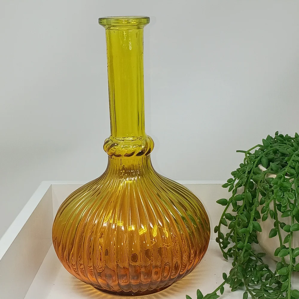 Amber and Yellow Glass Vase